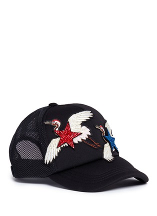Main View - Click To Enlarge - VENNA - Strass star crane embroidered baseball cap