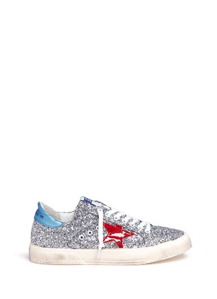 Main View - Click To Enlarge - GOLDEN GOOSE - 'May' glitter leather sneakers