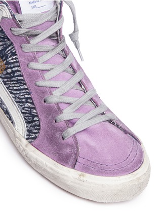 Detail View - Click To Enlarge - GOLDEN GOOSE - 'Slide' laminated suede high top sneakers