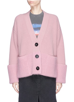 Main View - Click To Enlarge - MONCLER - Virgin wool-cashmere chunky rib knit cardigan