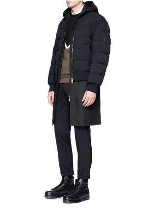 Figure View - Click To Enlarge - NEIL BARRETT - 'Gang' slogan print hooded vest with puffer bomber jacket