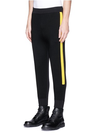 Front View - Click To Enlarge - NEIL BARRETT - Stripe outseam wool knit jogging pants