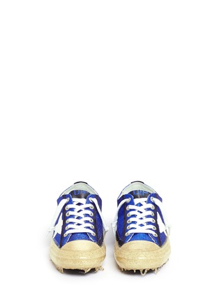 Front View - Click To Enlarge - GOLDEN GOOSE - 'V-Star 2' patent star patch glitter sneakers