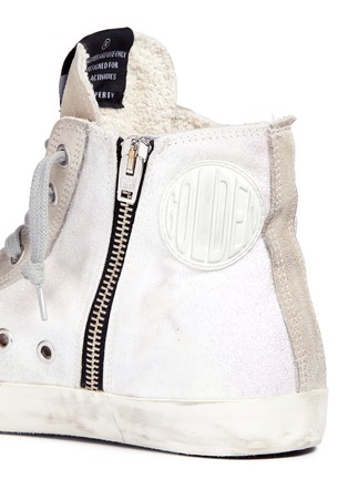 Detail View - Click To Enlarge - GOLDEN GOOSE - 'Francy' glitter coated leather high top sneakers