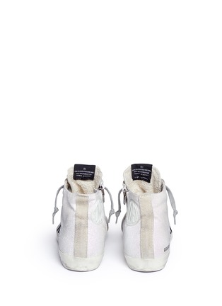 Back View - Click To Enlarge - GOLDEN GOOSE - 'Francy' glitter coated leather high top sneakers