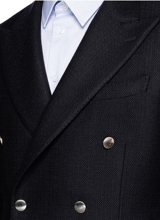 Detail View - Click To Enlarge - RING JACKET - 'Balloon' double breasted wool basketweave blazer
