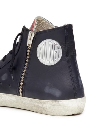 Detail View - Click To Enlarge - GOLDEN GOOSE - 'Francy' laminated flag leather high top sneakers