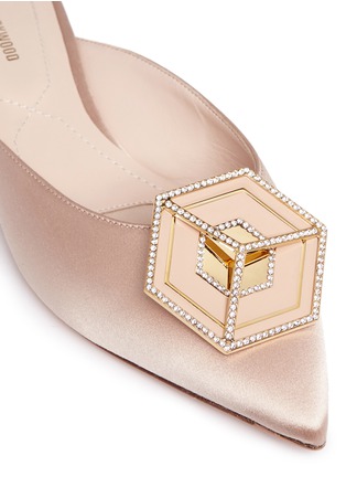 Detail View - Click To Enlarge - NICHOLAS KIRKWOOD - 'Eden' strass hexagon plate satin mules
