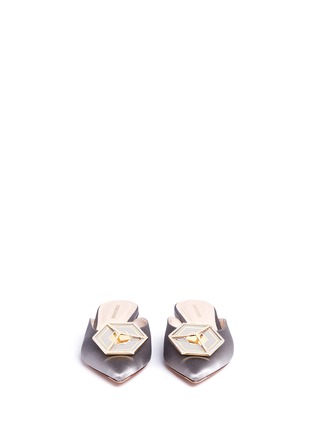 Front View - Click To Enlarge - NICHOLAS KIRKWOOD - 'Eden' strass hexagon plate satin mules