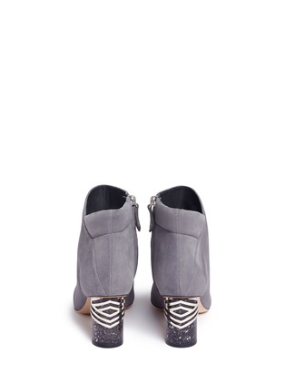 Back View - Click To Enlarge - NICHOLAS KIRKWOOD - 'Zaha' cylindrical heel suede ankle boots