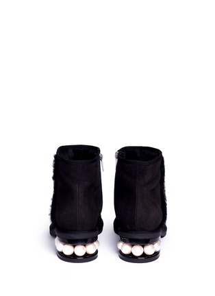 Back View - Click To Enlarge - NICHOLAS KIRKWOOD - 'Casati' faux pearl heel suede ankle boots