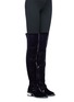 Figure View - Click To Enlarge - NICHOLAS KIRKWOOD - 'Casati' faux pearl heel velvet thigh high boots