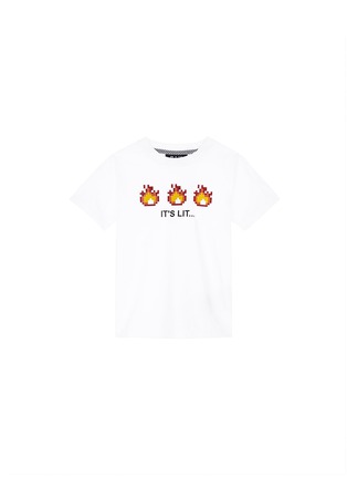 Main View - Click To Enlarge - 8-BIT - 'It's Lit' 8-bit flame appliqué kids T-shirt