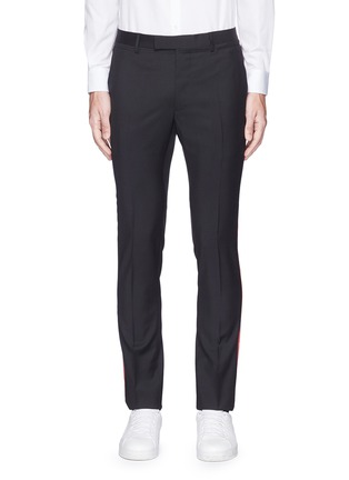 Main View - Click To Enlarge - LANVIN - Grosgrain chain outseam wool hopsack pants