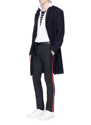 Figure View - Click To Enlarge - LANVIN - Grosgrain chain outseam wool hopsack pants
