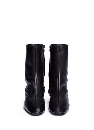 Front View - Click To Enlarge - CLERGERIE - 'Plop' cube heel lambskin leather mid calf boots