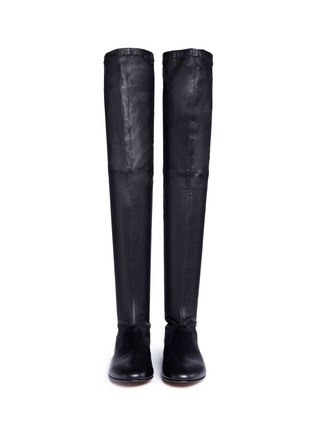 Front View - Click To Enlarge - CLERGERIE - 'Guepe' thigh high leather sock boots
