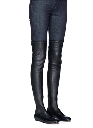 Figure View - Click To Enlarge - CLERGERIE - 'Guepe' thigh high leather sock boots