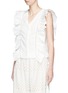 Front View - Click To Enlarge - ALICE & OLIVIA - 'Janet' crochet trim ruffle V-neck sleeveless top
