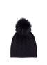 Figure View - Click To Enlarge - YVES SALOMON - Fox fur pompom wool-cashmere cable knit beanie