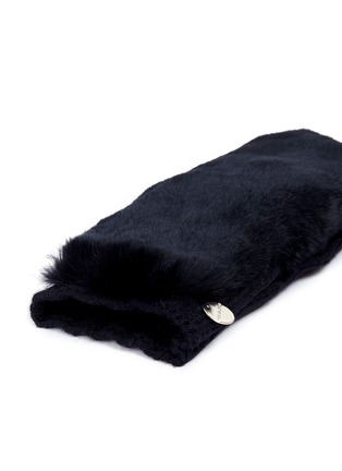 Detail View - Click To Enlarge - YVES SALOMON - Rabbit fur and cashmere-wool knit fingerless gloves