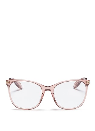 Main View - Click To Enlarge - ALEXANDER MCQUEEN - Metal temple acetate square optical glasses