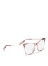 Figure View - Click To Enlarge - ALEXANDER MCQUEEN - Metal temple acetate square optical glasses