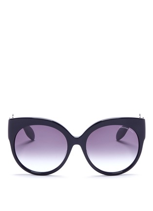 Main View - Click To Enlarge - ALEXANDER MCQUEEN - Skull cutwork temple oversized cat eye sunglasses