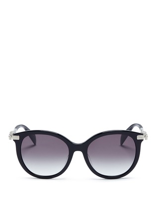 Main View - Click To Enlarge - ALEXANDER MCQUEEN - Glass crystal skull temple oversized acetate sunglasses