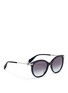 Figure View - Click To Enlarge - ALEXANDER MCQUEEN - Glass crystal skull temple oversized acetate sunglasses