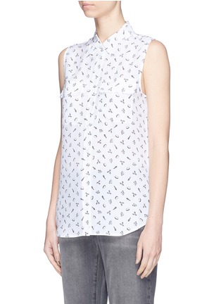 Front View - Click To Enlarge - EQUIPMENT - 'Slim Signature' instrument print sleeveless silk crepe shirt