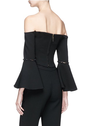 Back View - Click To Enlarge - 72723 - Off-shoulder cropped crepe corset top