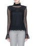 Main View - Click To Enlarge - 72723 - 'Adele' cutout back ruffle stripe crochet knit top