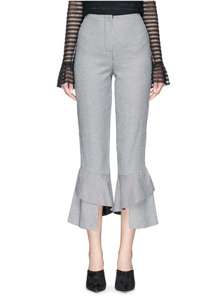 Main View - Click To Enlarge - 72723 - Ruffle cuff cropped houndstooth suiting pants