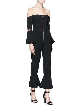 Figure View - Click To Enlarge - 72723 - Ruffle cuff cropped crepe pants