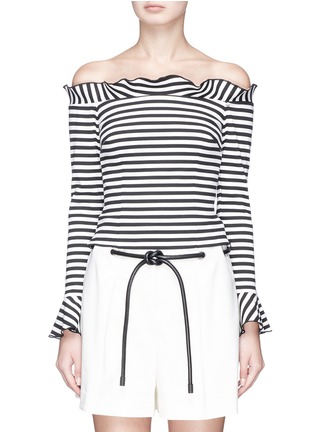 Main View - Click To Enlarge - 72723 - 'Ponti' ruffle off-shoulder stripe jersey top