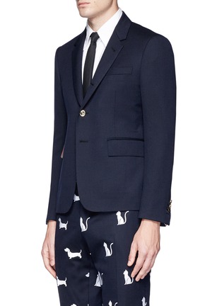 Front View - Click To Enlarge - THOM BROWNE  - Hector embroidered wool covert blazer