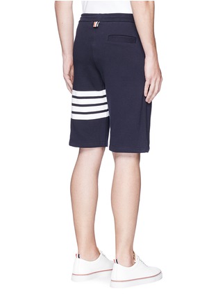 Back View - Click To Enlarge - THOM BROWNE  - Stripe leg cotton sweat shorts