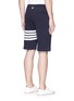 Back View - Click To Enlarge - THOM BROWNE  - Stripe leg cotton sweat shorts