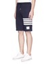 Front View - Click To Enlarge - THOM BROWNE  - Stripe leg cotton sweat shorts
