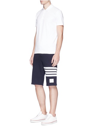 Figure View - Click To Enlarge - THOM BROWNE  - Stripe leg cotton sweat shorts