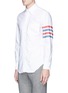 Front View - Click To Enlarge - THOM BROWNE  - Stripe sleeve button down cotton Oxford shirt
