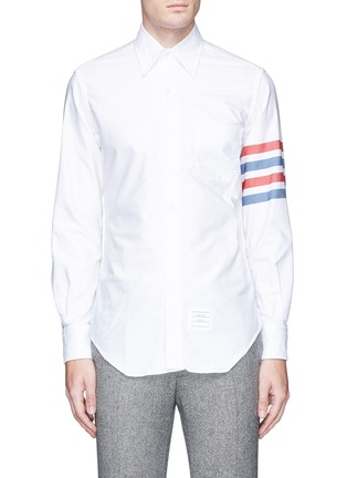 Main View - Click To Enlarge - THOM BROWNE  - Stripe sleeve button down cotton Oxford shirt