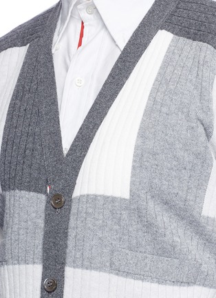Detail View - Click To Enlarge - THOM BROWNE  - Geometric intarsia cashmere rib knit cardigan