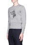 Front View - Click To Enlarge - THOM BROWNE  - 'Hector' embroidered wool sweater