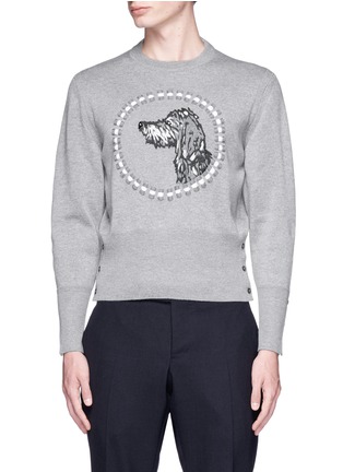 Main View - Click To Enlarge - THOM BROWNE  - 'Hector' embroidered wool sweater