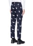 Back View - Click To Enlarge - THOM BROWNE  - Hector and Thom Cat embroidered wool pants