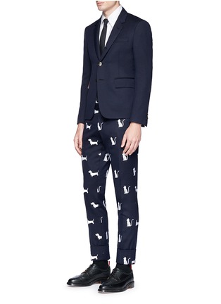 Figure View - Click To Enlarge - THOM BROWNE  - Hector and Thom Cat embroidered wool pants