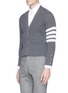 Front View - Click To Enlarge - THOM BROWNE  - Stripe sleeve cashmere cable knit cardigan