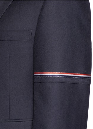 Detail View - Click To Enlarge - THOM BROWNE  - Selvedge stripe sleeve twill blazer
